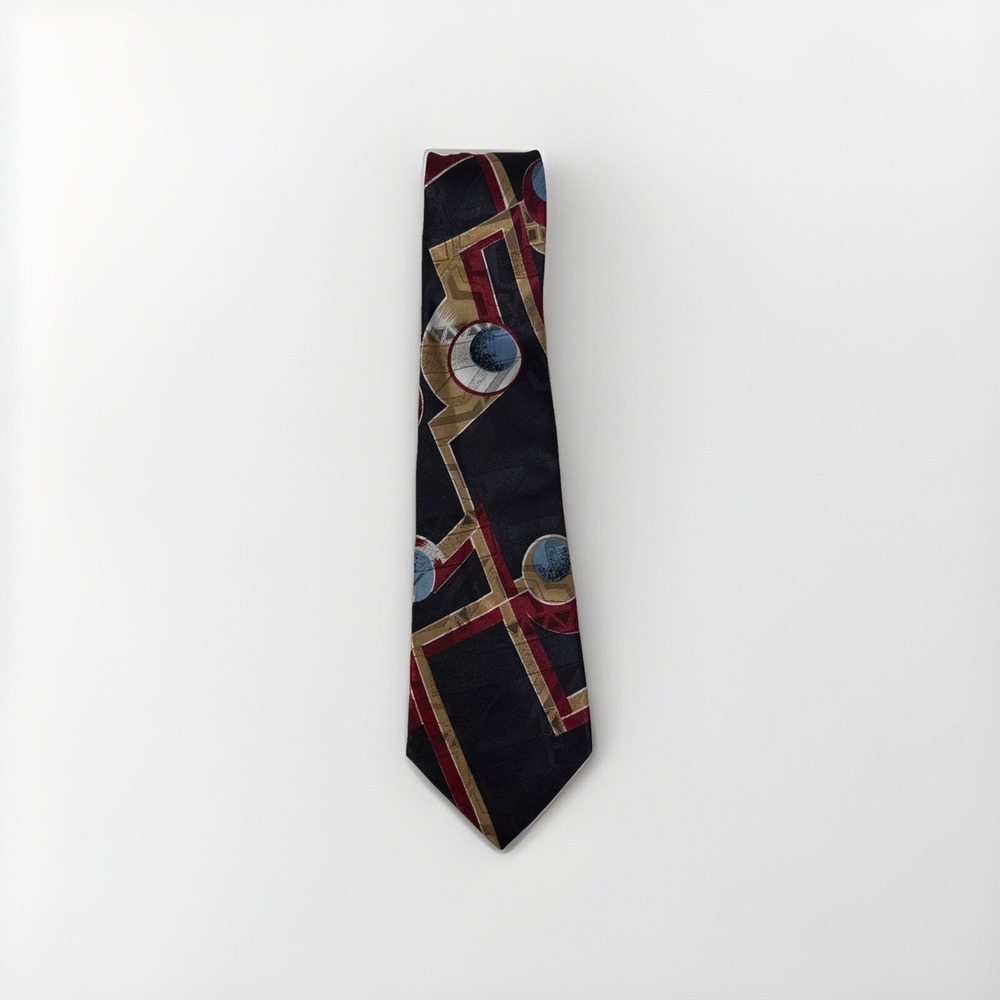 Windridge Blue Red Black Geometric Abstract Men's Neck Tie Made‎ In USA